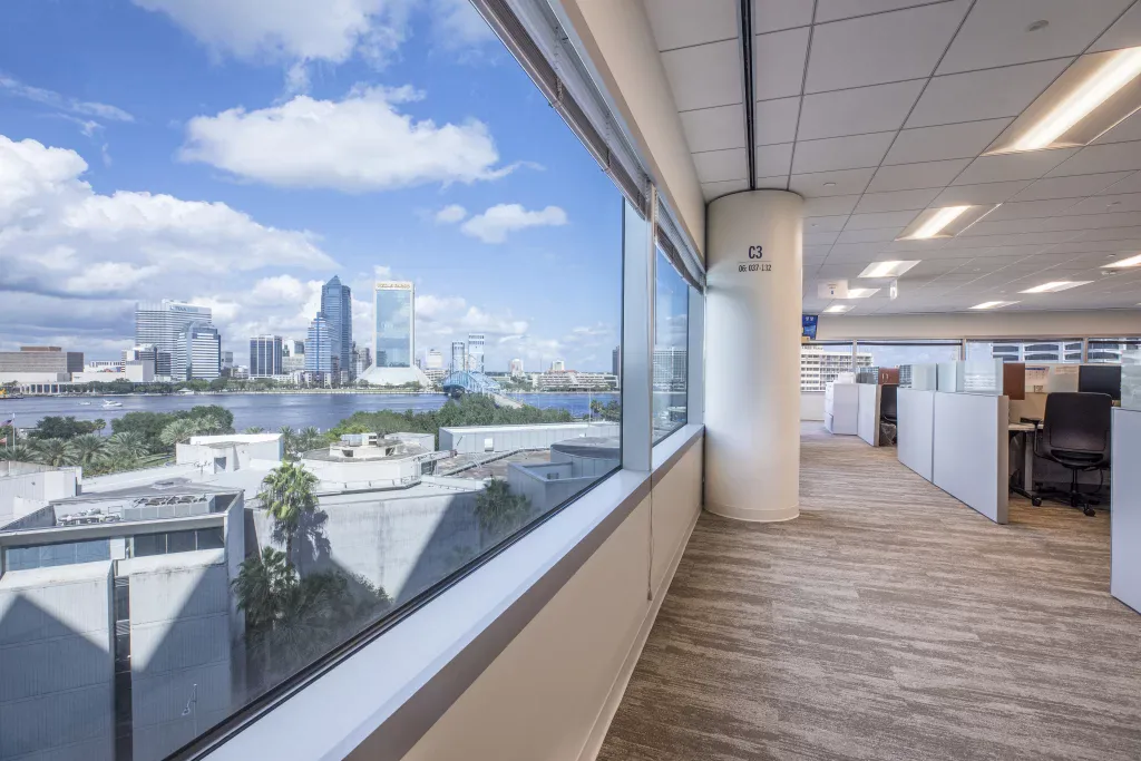 St. Johns River and Jacksonville skyline view from 701 San Marco.
